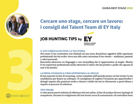 stage lavoro Guida Best Stage 2024 contributo EY