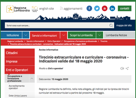 stage lavoro regione lombardia covid