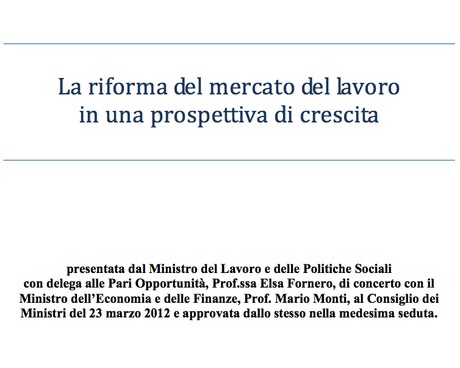 proposta fornero riforma mercato lavoro