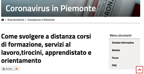 stage lavoro piemonte coronavirus