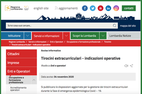 stage lavoro regione lombardia covid