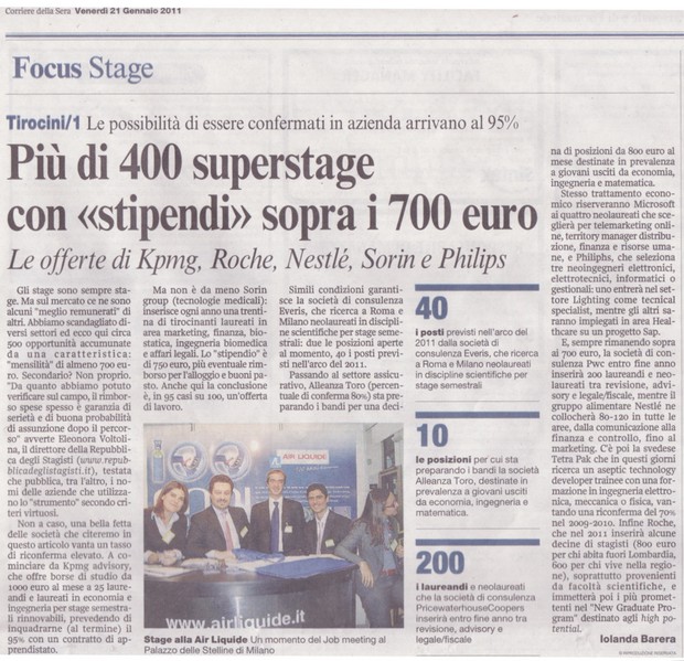 stage articolo Corriere della Sera